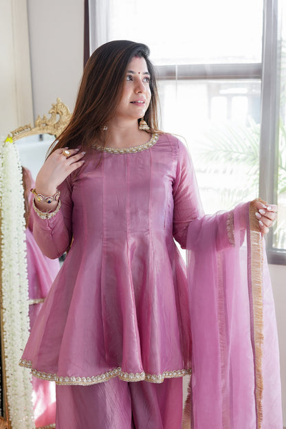 Sahina Pink Embroidred Garara Set