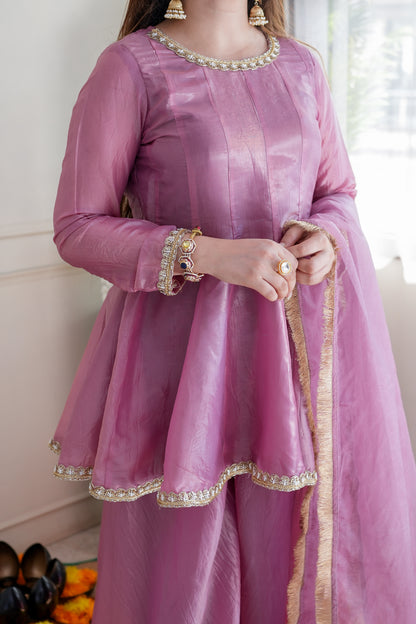 Sahina Pink Embroidred Garara Set