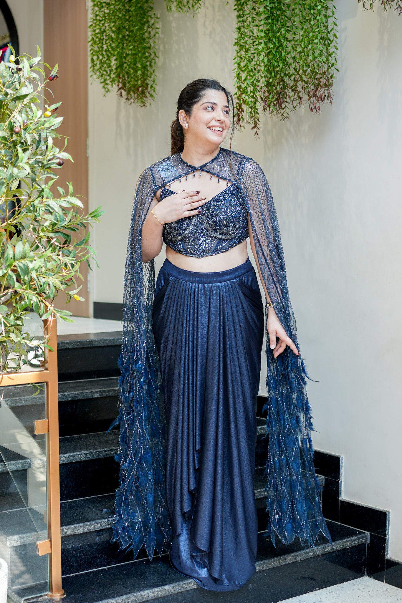 Ratna Hand Embroidered Lehenga with Cape