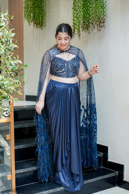 Ratna Hand Embroidered Lehenga with Cape