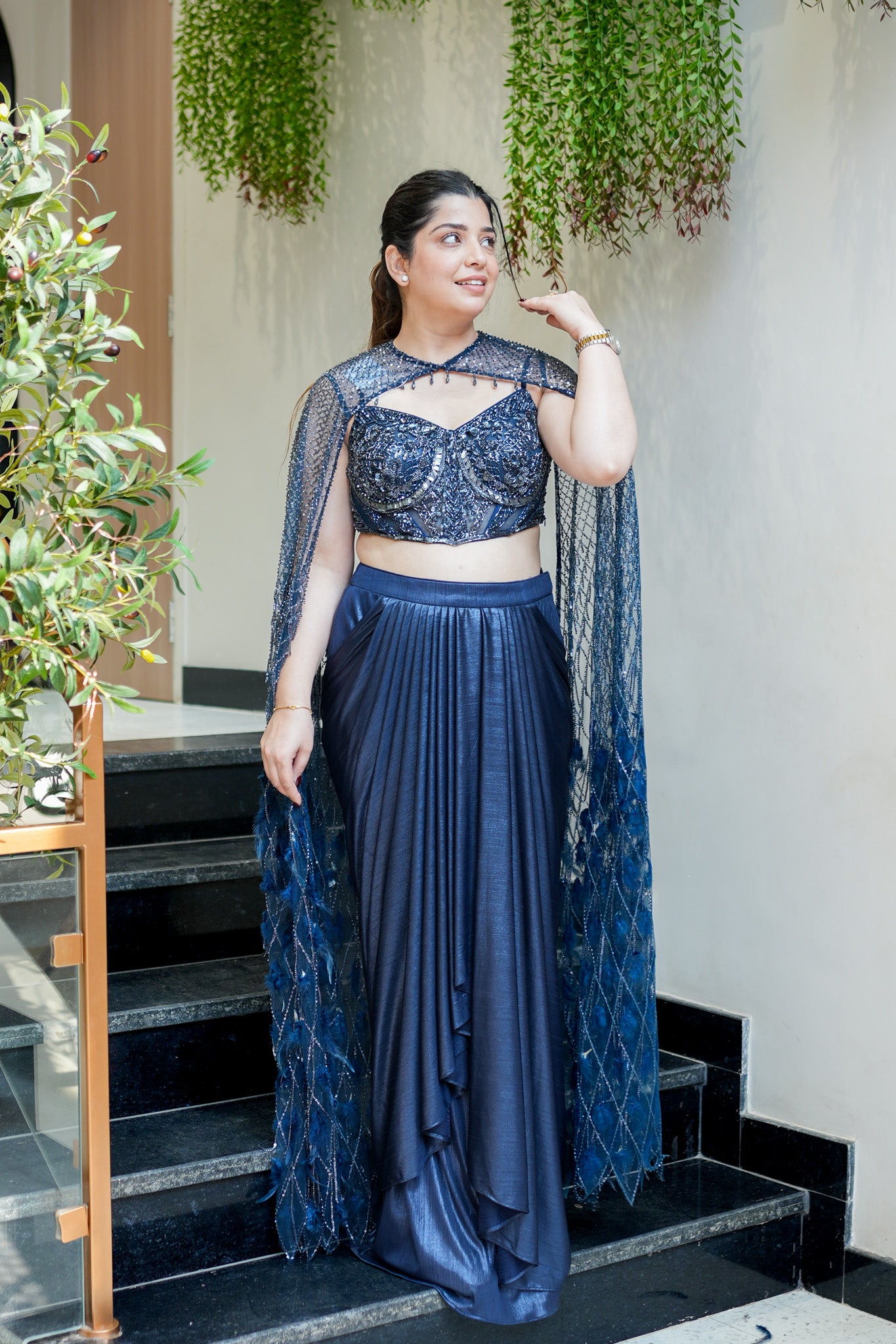 Ratna Hand Embroidered Lehenga with Cape