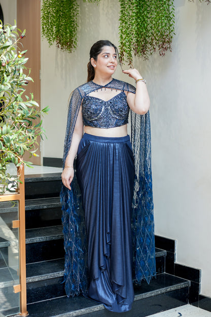 Ratna Hand Embroidered Lehenga with Cape