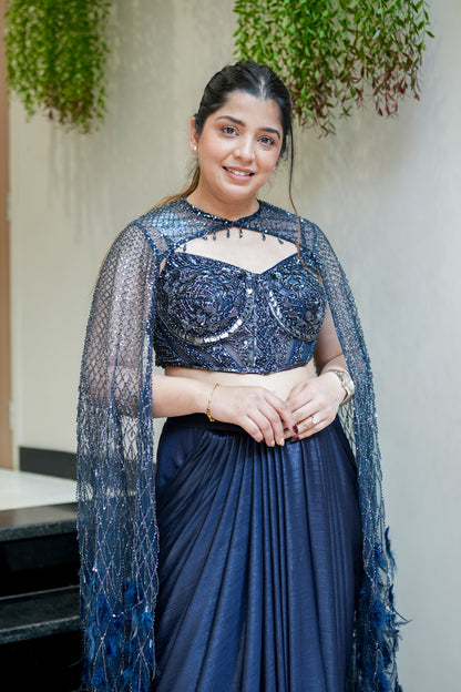 Ratna Hand Embroidered Lehenga with Cape