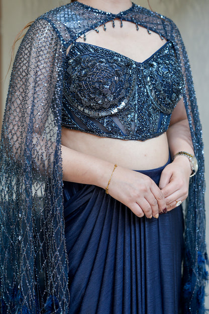 Ratna Hand Embroidered Lehenga with Cape