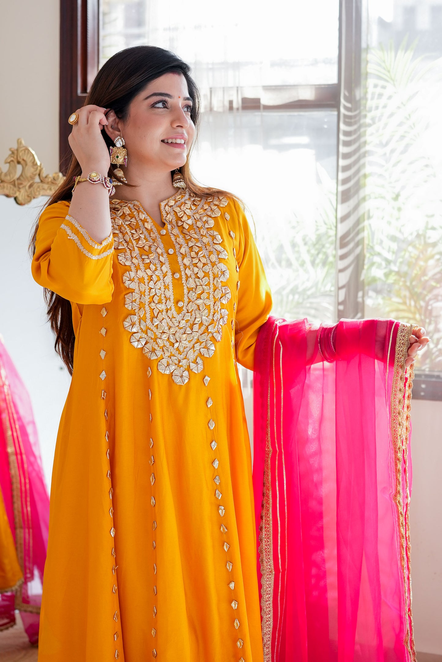 Nusrat Yellow Anarkali Suit Set