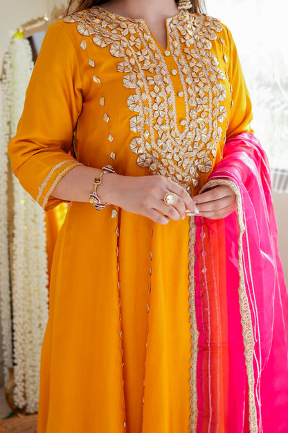 Nusrat Yellow Anarkali Suit Set