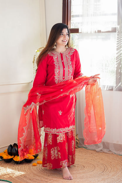 Hasrat Red Sharara Set