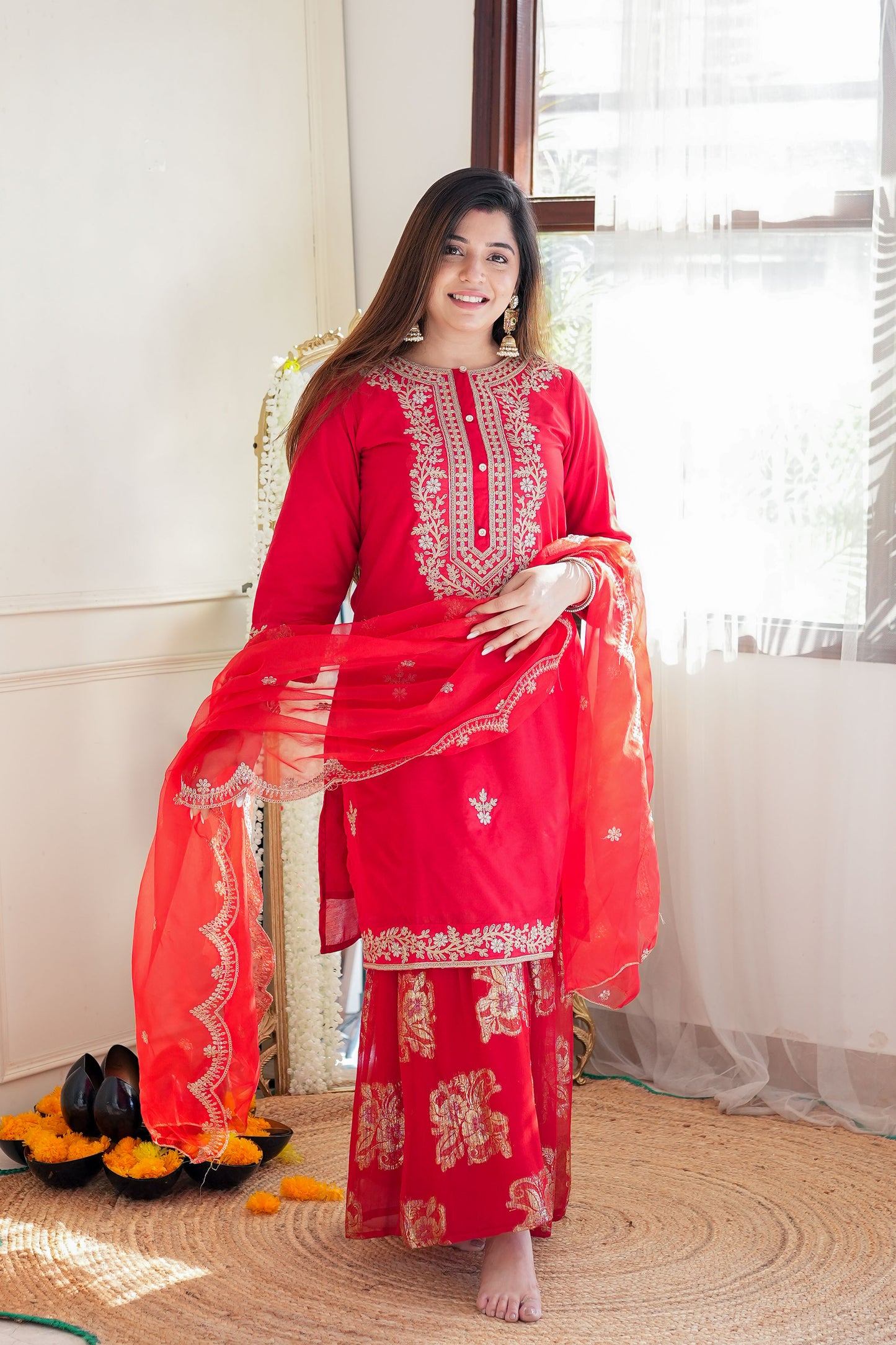 Hasrat Red Sharara Set