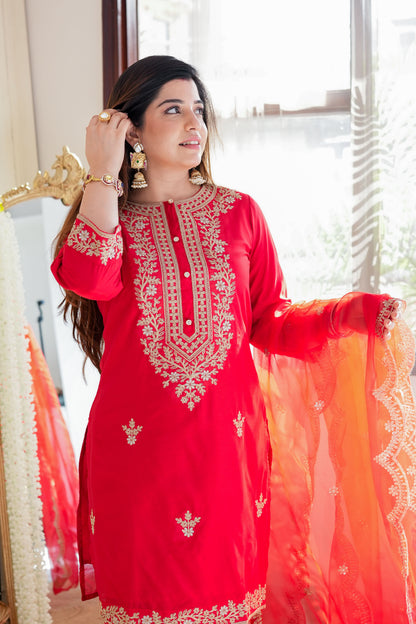 Hasrat Red Sharara Set