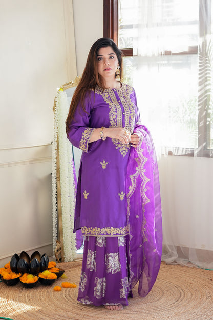 Hasrat Purple Sharara Set