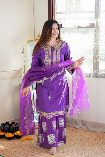 Hasrat Purple Sharara Set