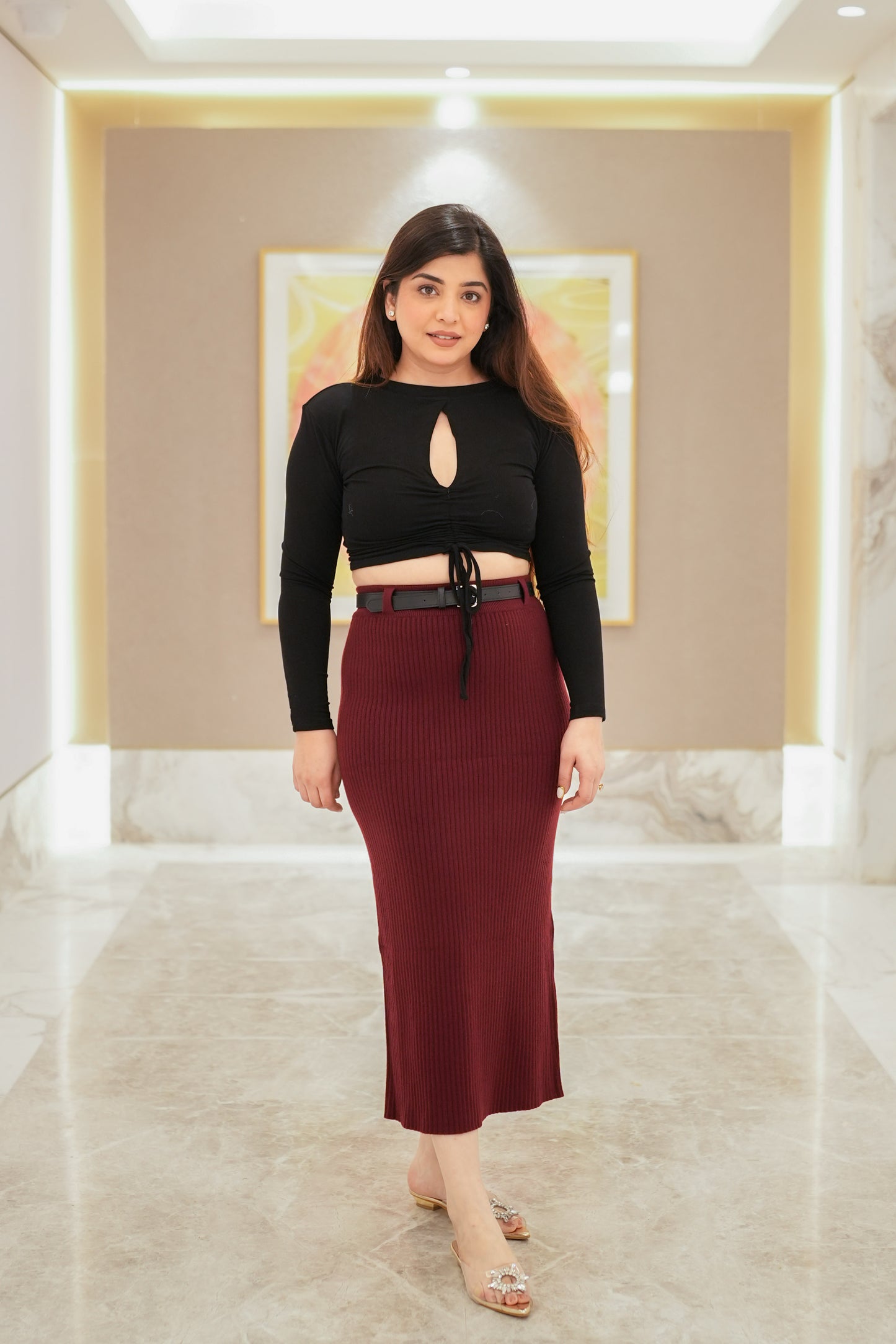 Riley Knitted Skirt with Belt