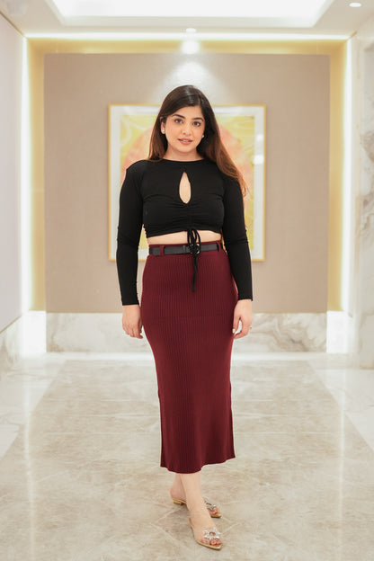 Riley Knitted Skirt with Belt
