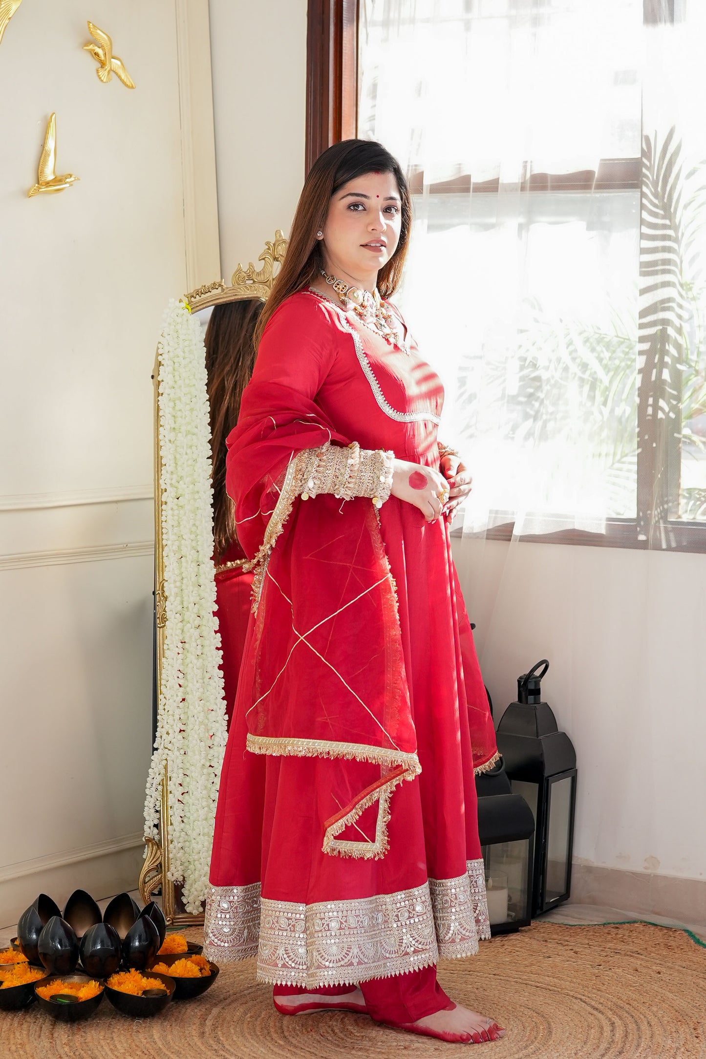 Hayaat Red Anarkali Suit Set