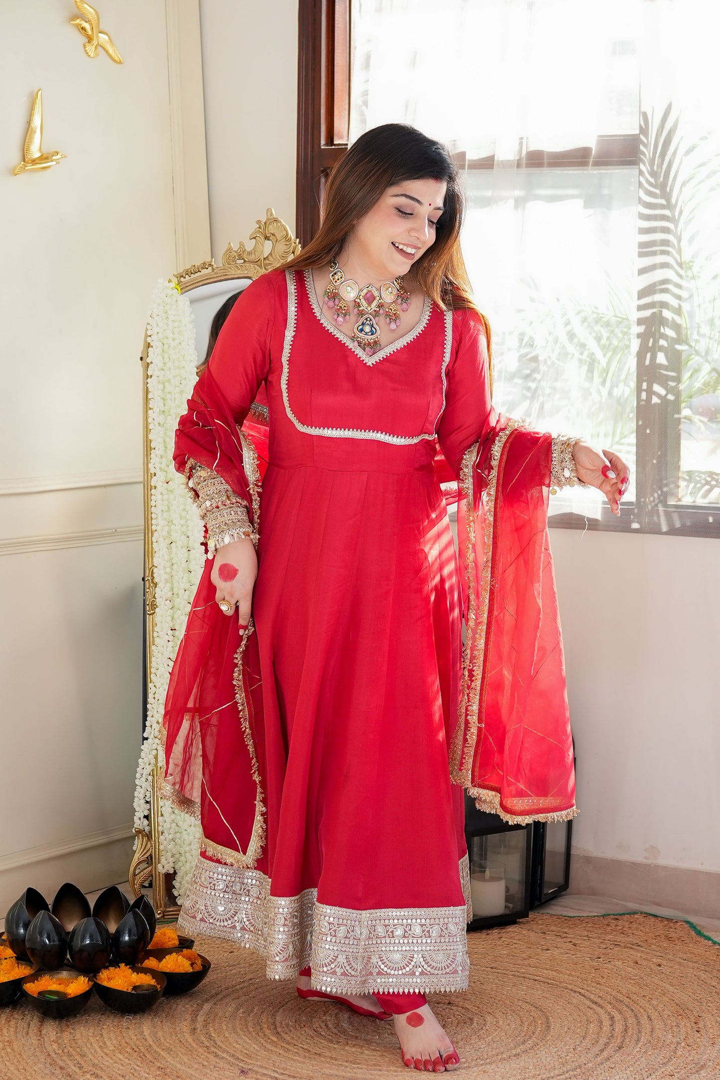 Hayaat Red Anarkali Suit Set