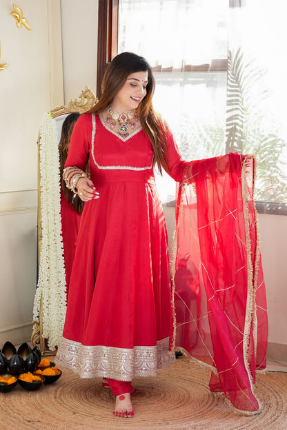 Hayaat Red Anarkali Suit Set