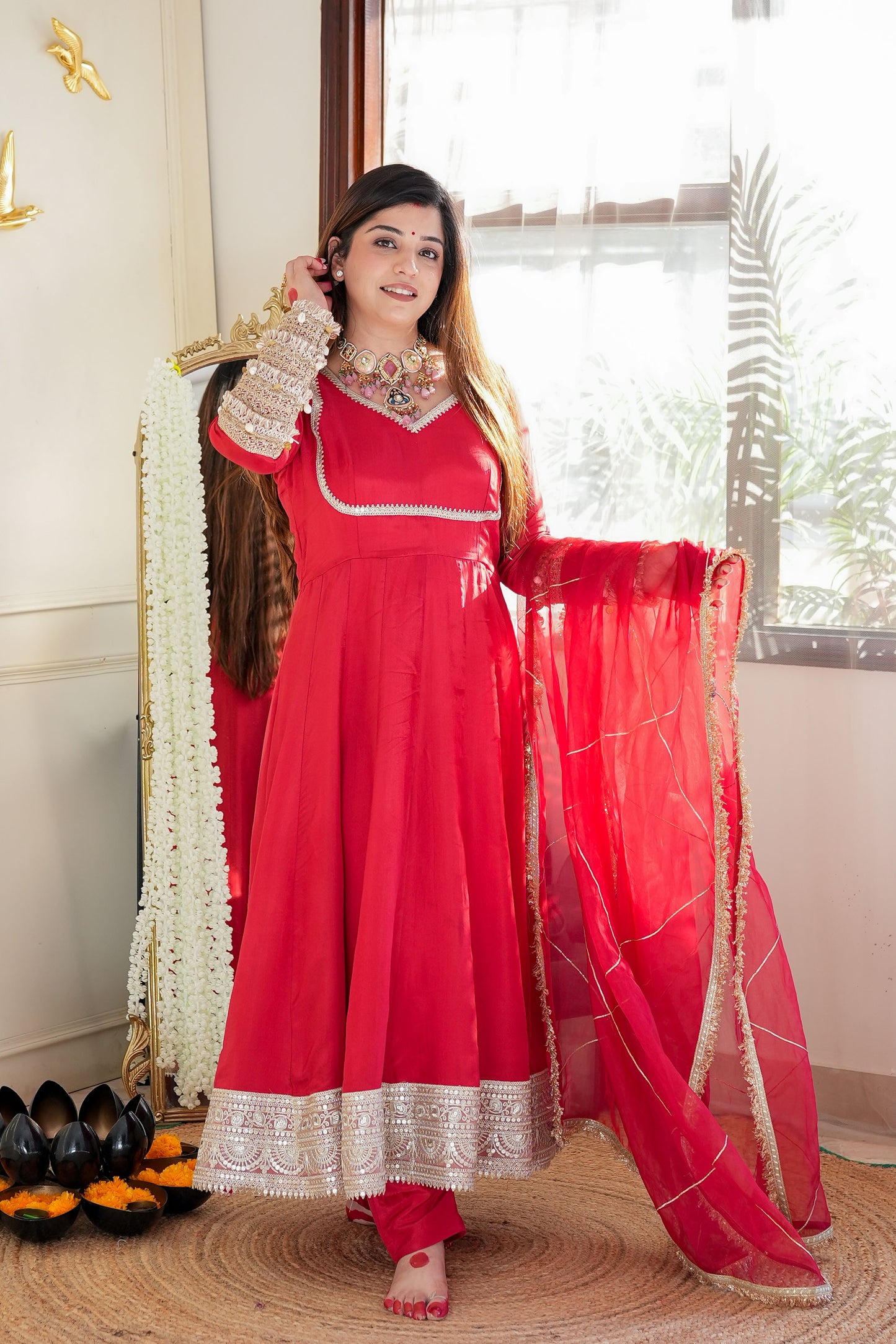 Hayaat Red Anarkali Suit Set