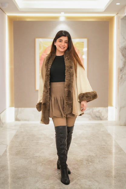 Alina Woollen Fur Cape