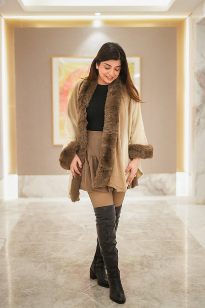Alina Woollen Fur Cape