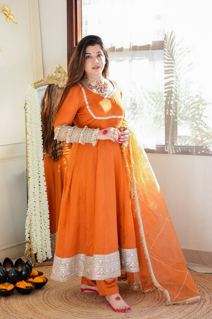 Hayaat Rust Anarkali Suit Set