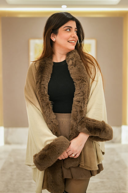 Alina Woollen Fur Cape