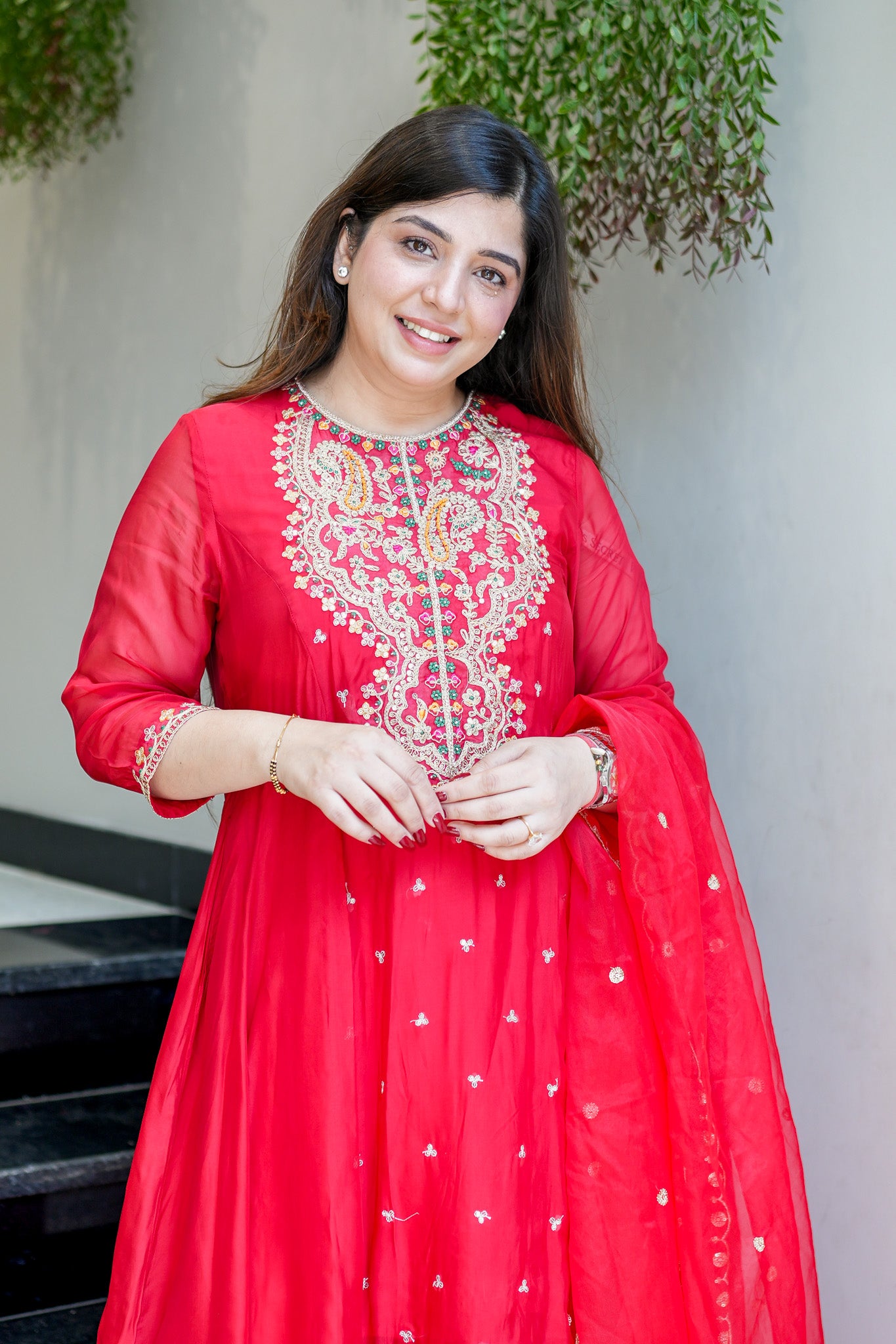 Vishira Embroidered Short Anarkali Suit Set