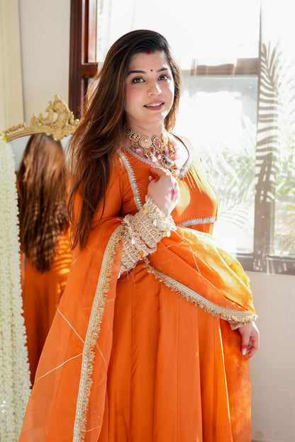 Hayaat Rust Anarkali Suit Set