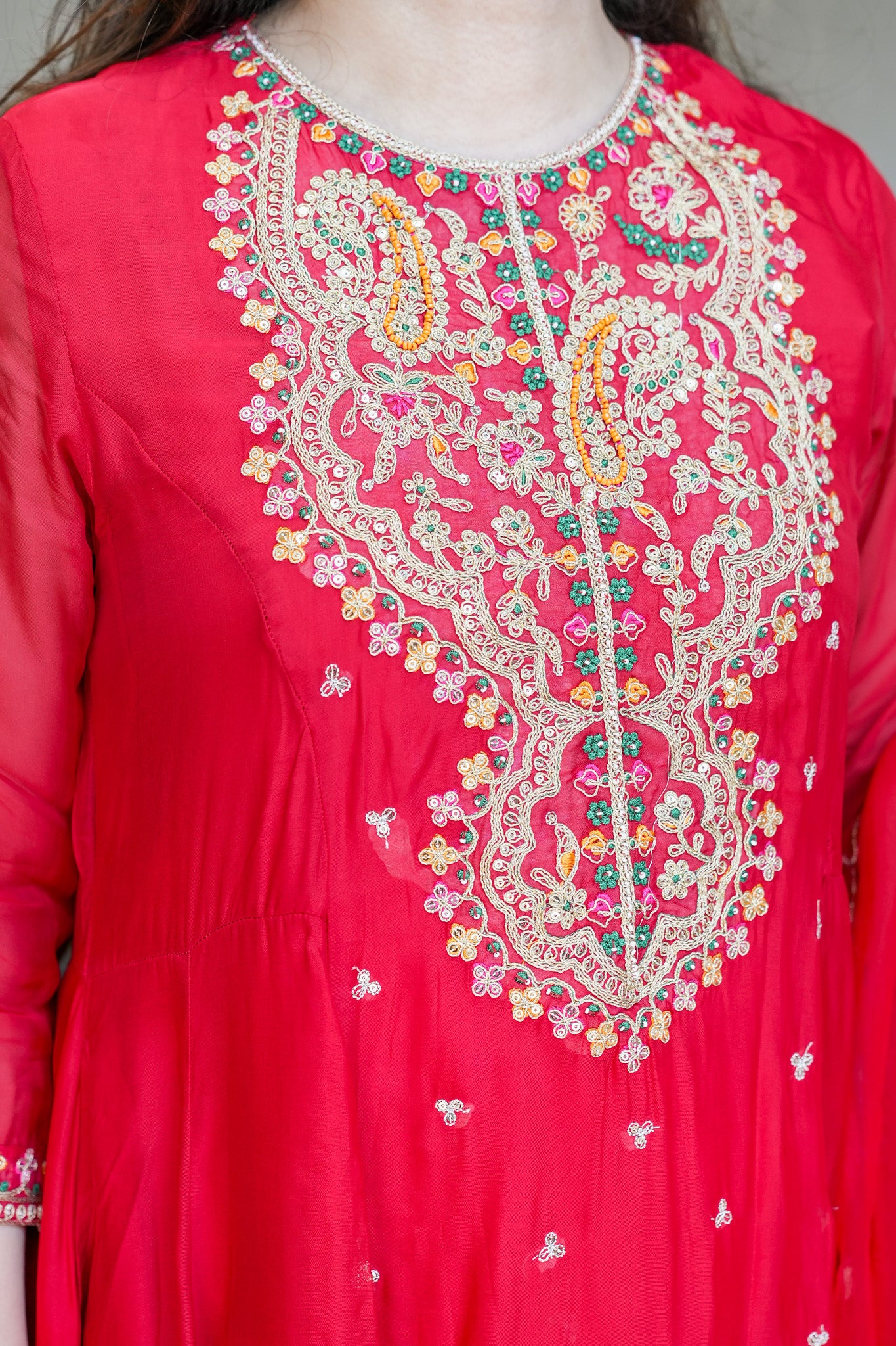 Vishira Embroidered Short Anarkali Suit Set