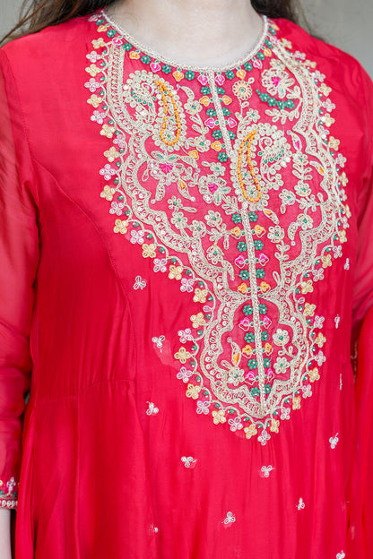 Vishira Embroidered Short Anarkali Suit Set