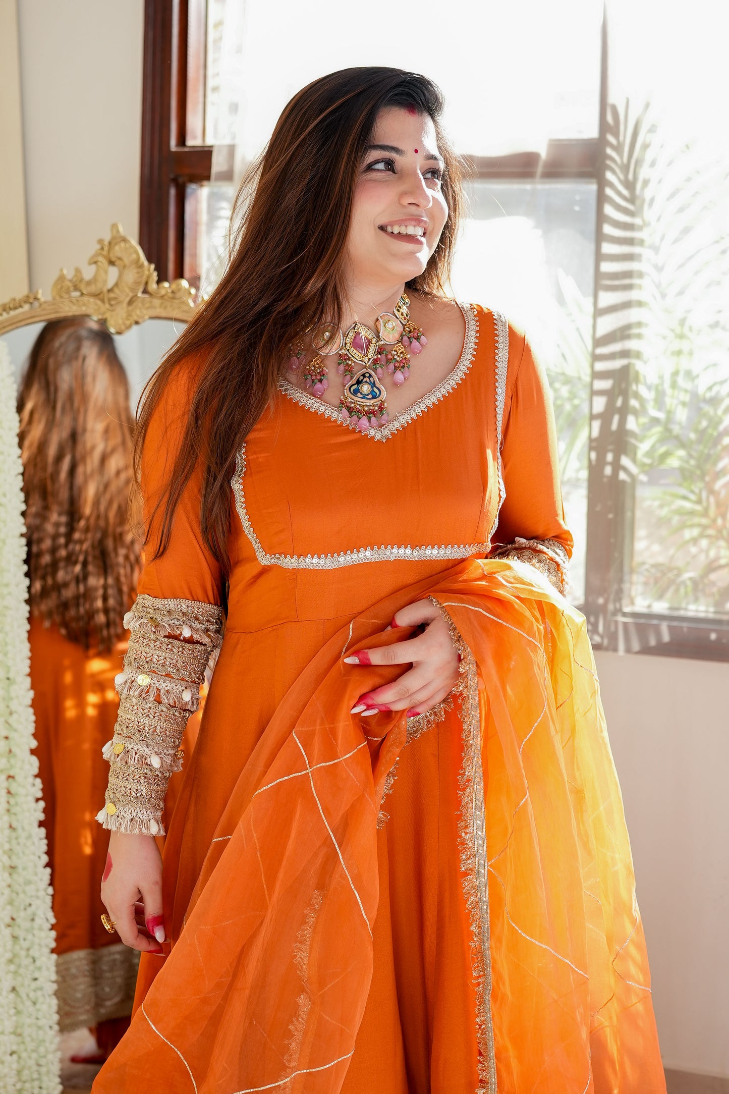 Hayaat Rust Anarkali Suit Set