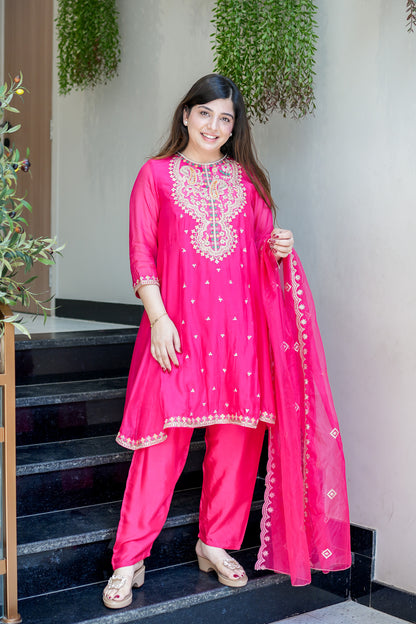 Vishira Embroidered Short Anarkali Suit Set