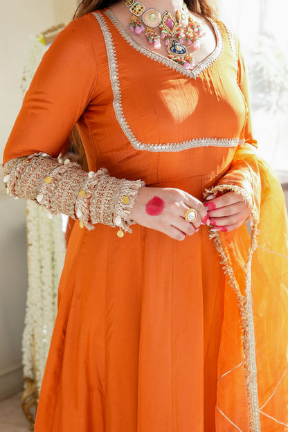 Hayaat Rust Anarkali Suit Set