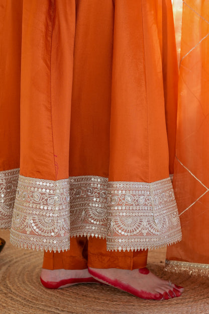 Hayaat Rust Anarkali Suit Set