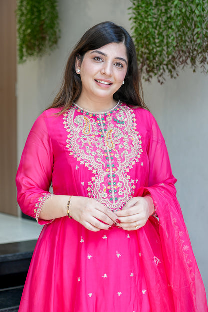Vishira Embroidered Short Anarkali Suit Set