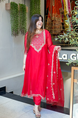 Mehal Embroidered Anarkali Suit Set