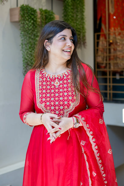Mehal Embroidered Anarkali Suit Set