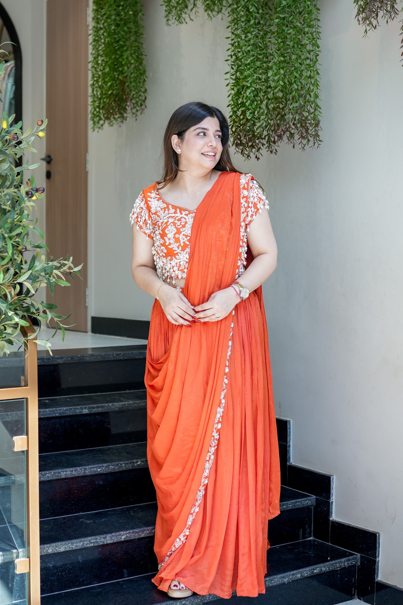 Adah Embroidered Drape Saree