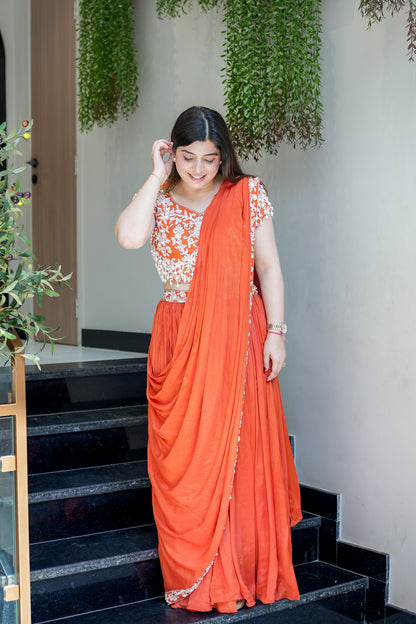 Adah Embroidered Drape Saree