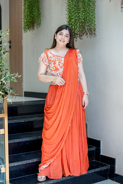 Adah Embroidered Drape Saree