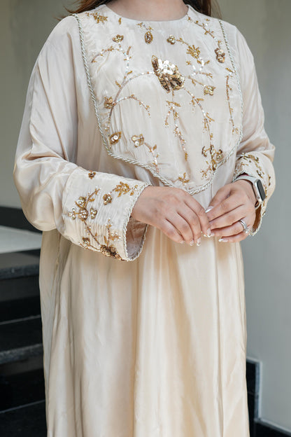 Anam Beige Embroidered Detailing Co ord Set