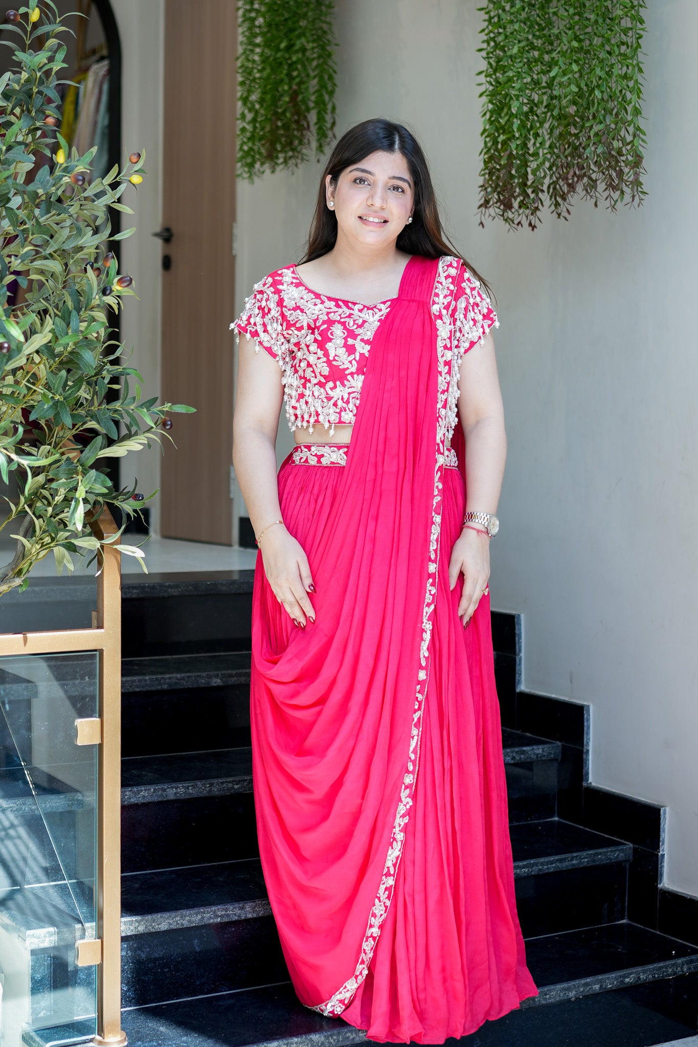 Adah Embroidered Drape Saree