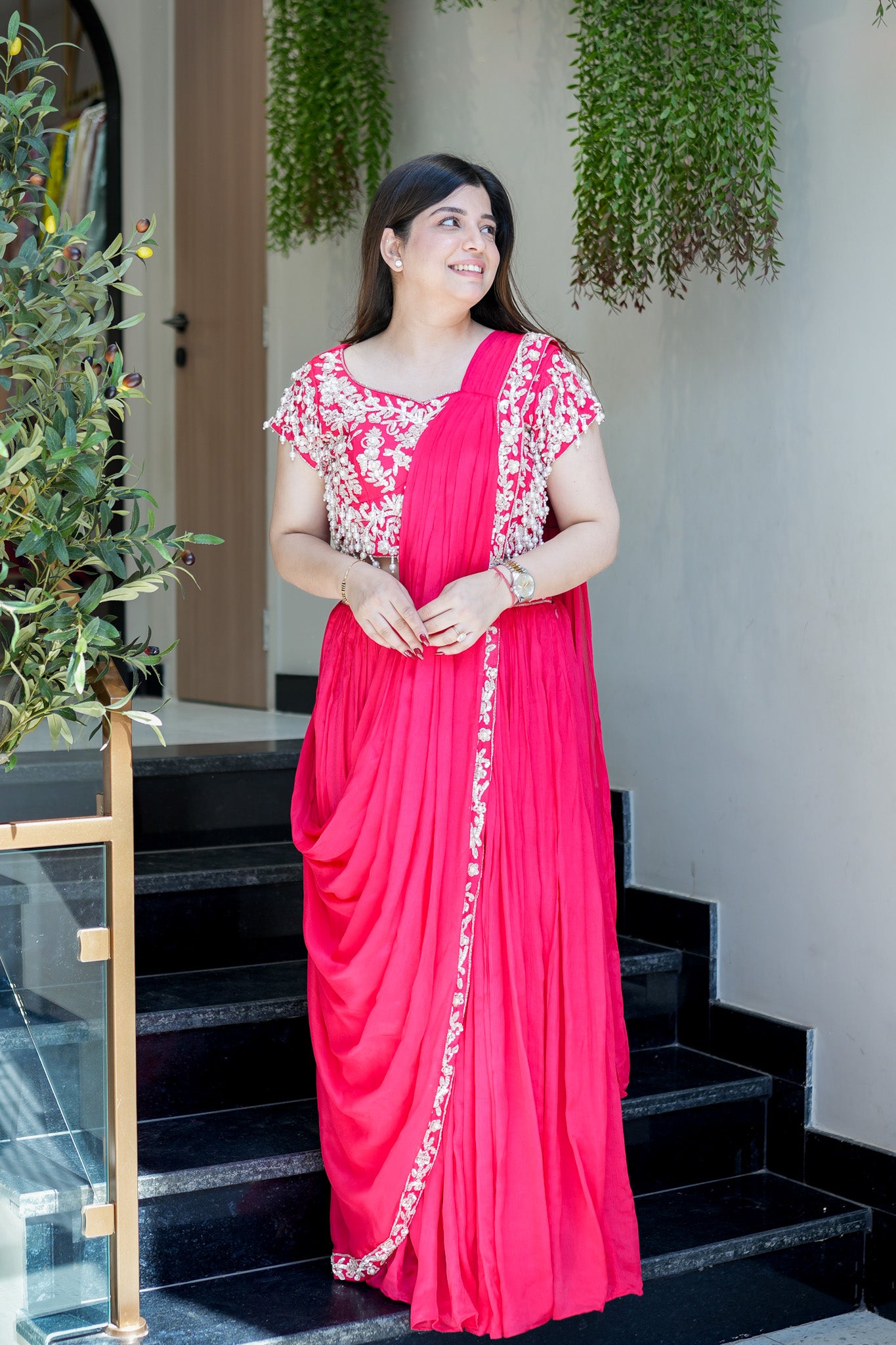 Adah Embroidered Drape Saree