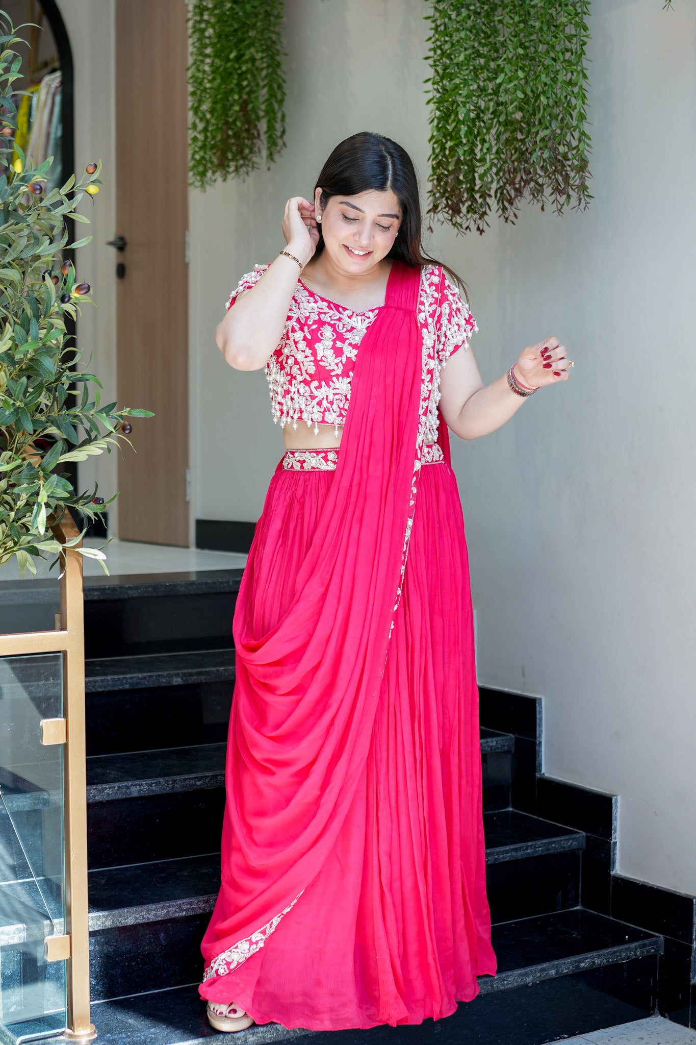 Adah Embroidered Drape Saree