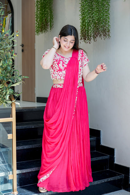 Adah Embroidered Drape Saree