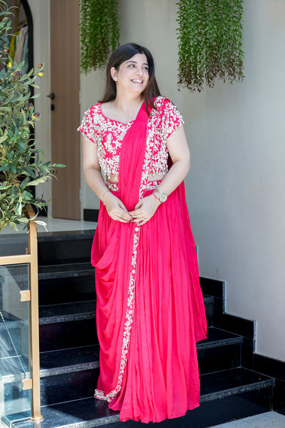 Adah Embroidered Drape Saree