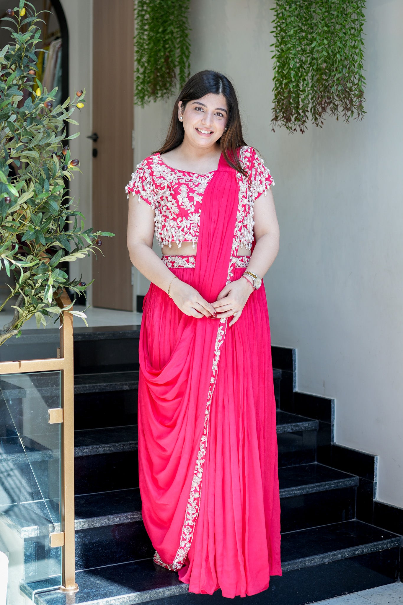 Adah Embroidered Drape Saree