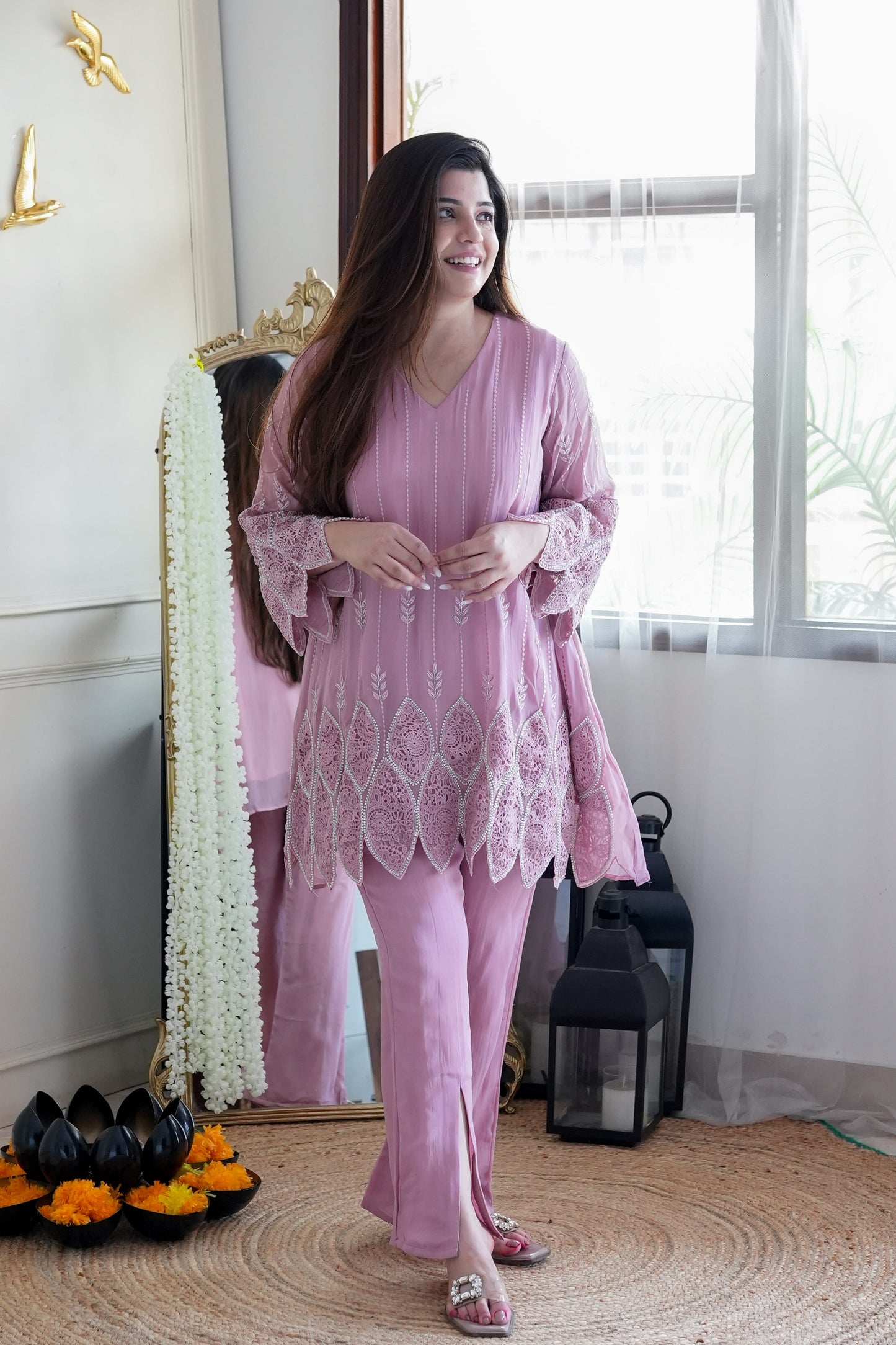 Sheena Pink Cutwork Cordset