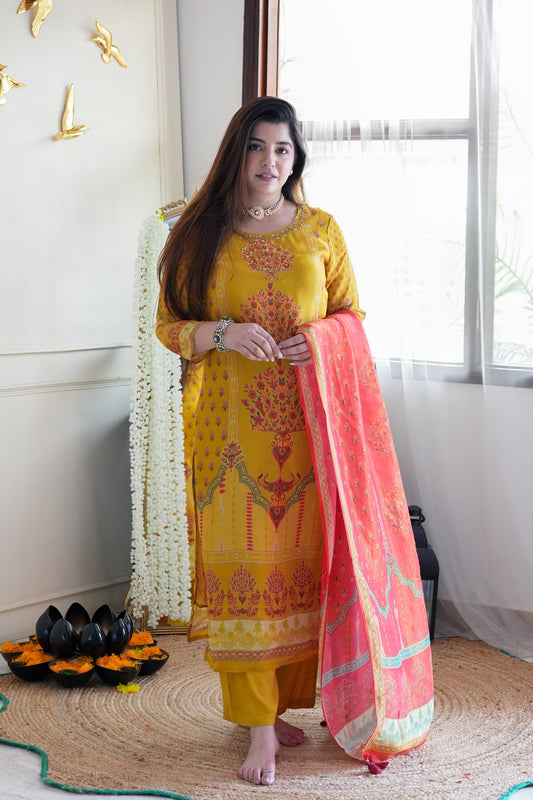 Meegha Yellow Digital Print Suit