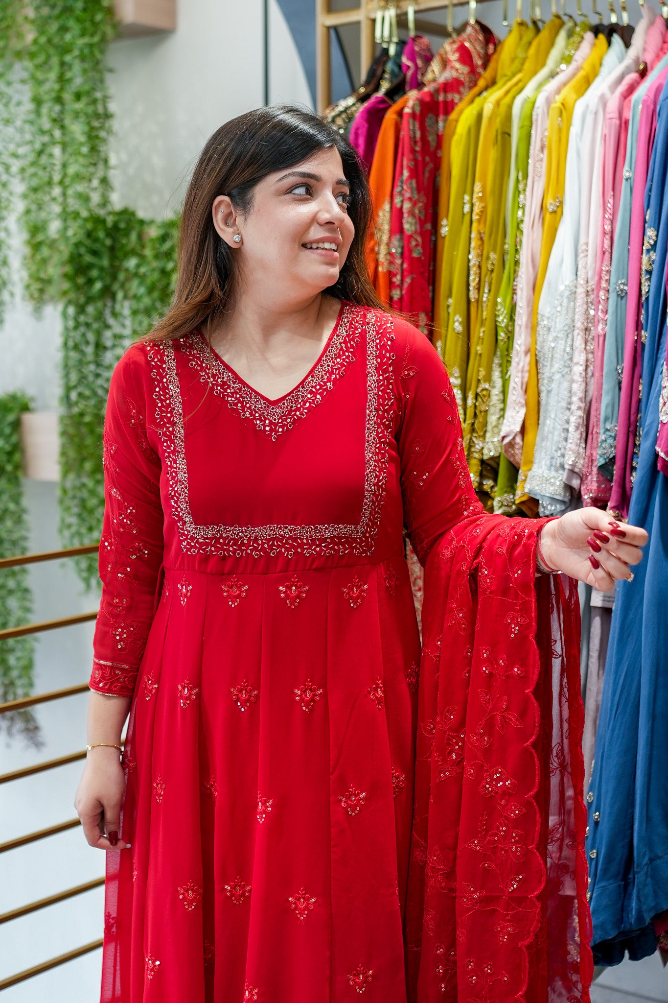 Saanviya Embroidered Anarkali Suit Set