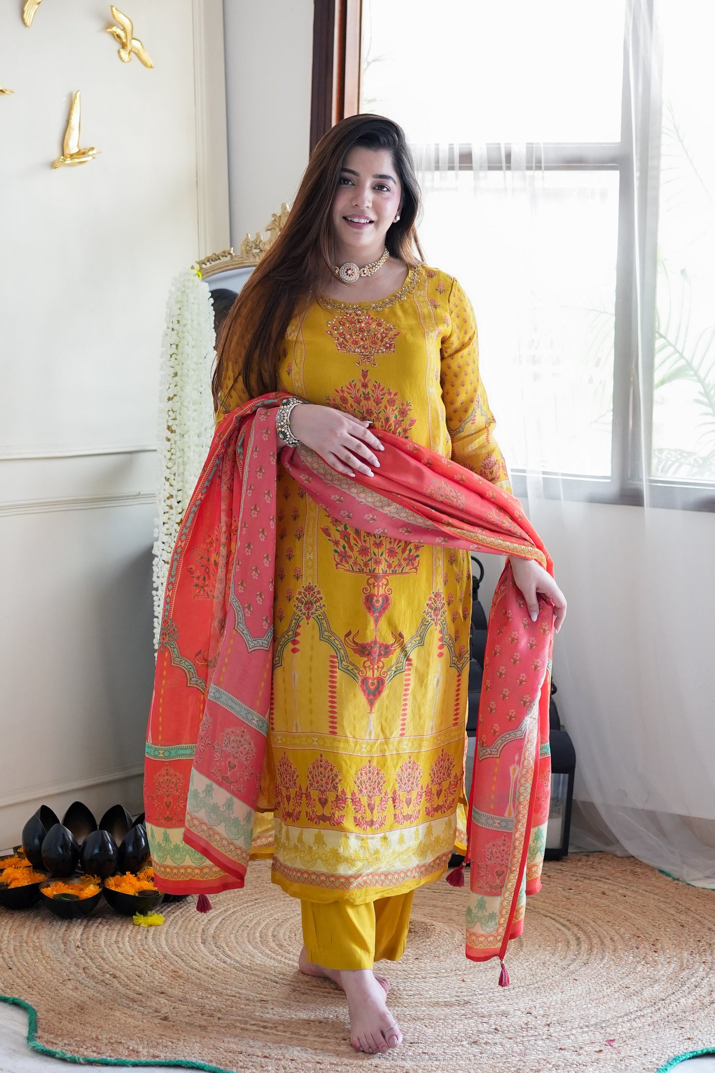 Meegha Yellow Digital Print Suit